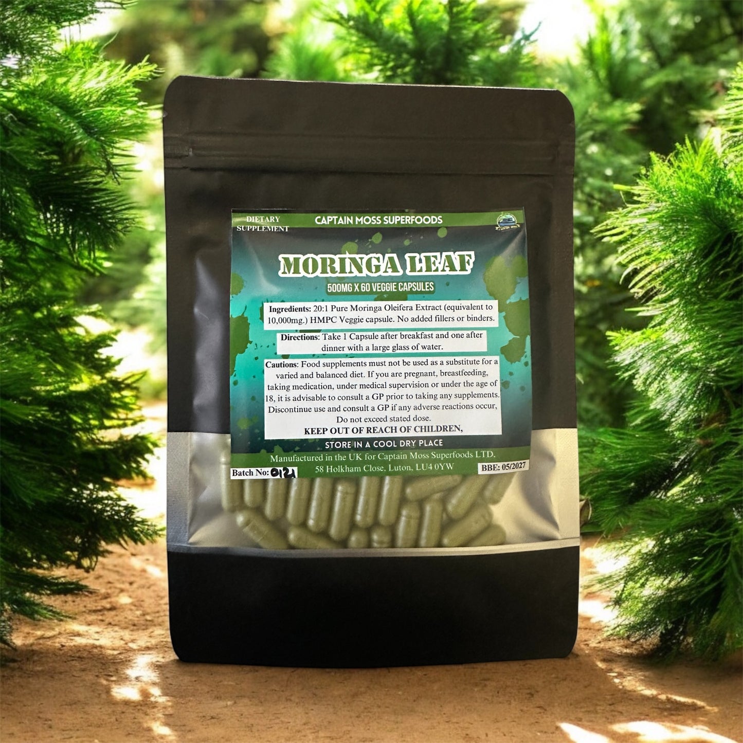 Pure Moringa Leaf Capsules | High Strength | 10,000MG | Clean | 60 Capsules