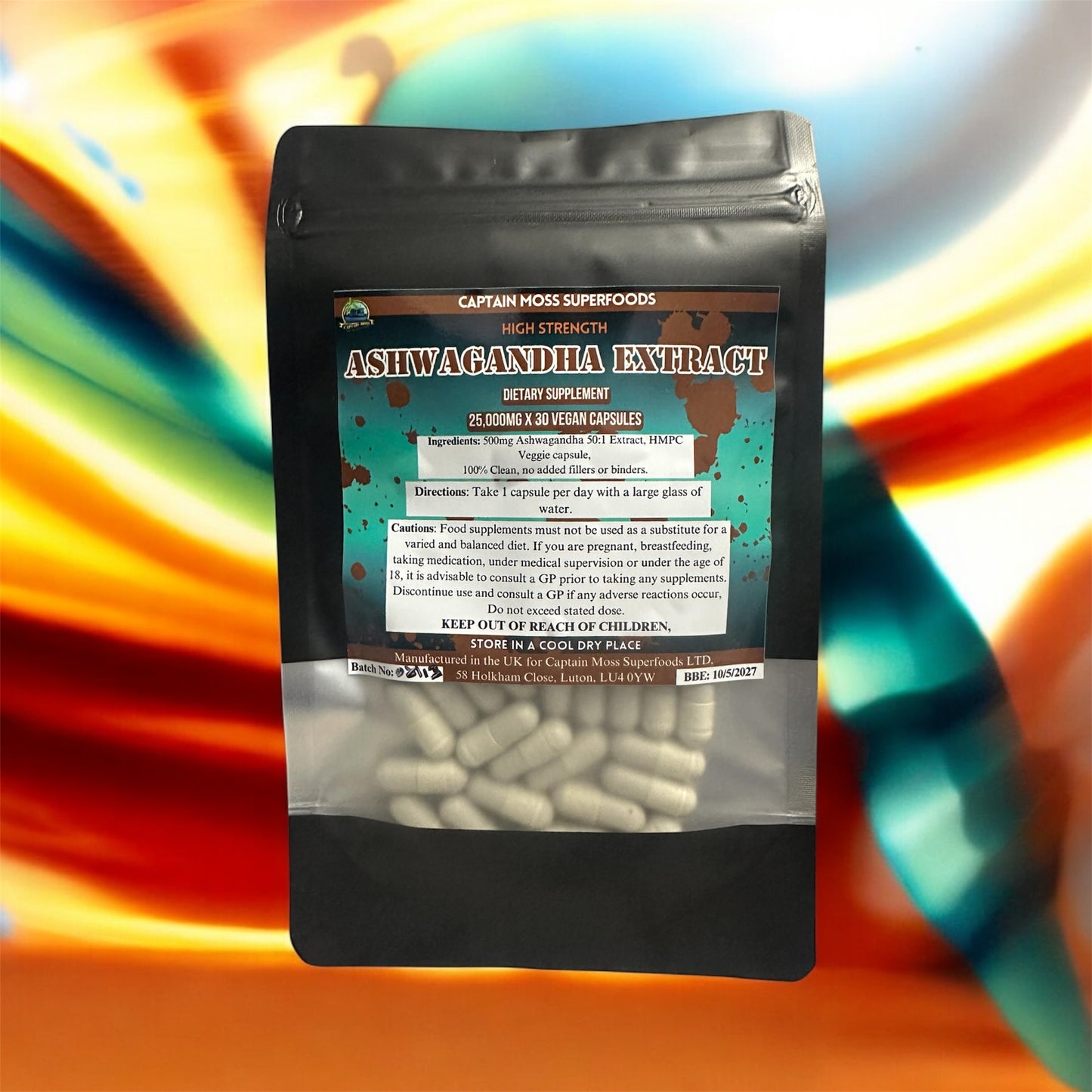 Pure Ashwagandha Extract Capsules 25,000mg | High Strength | Pure | 30 Vegan Capsules | Binder & Filler Free