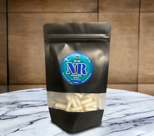 NR (Nicotanimide Riboside) capsules, 100% Pure Powder Capsules, no fillers, no nasties.