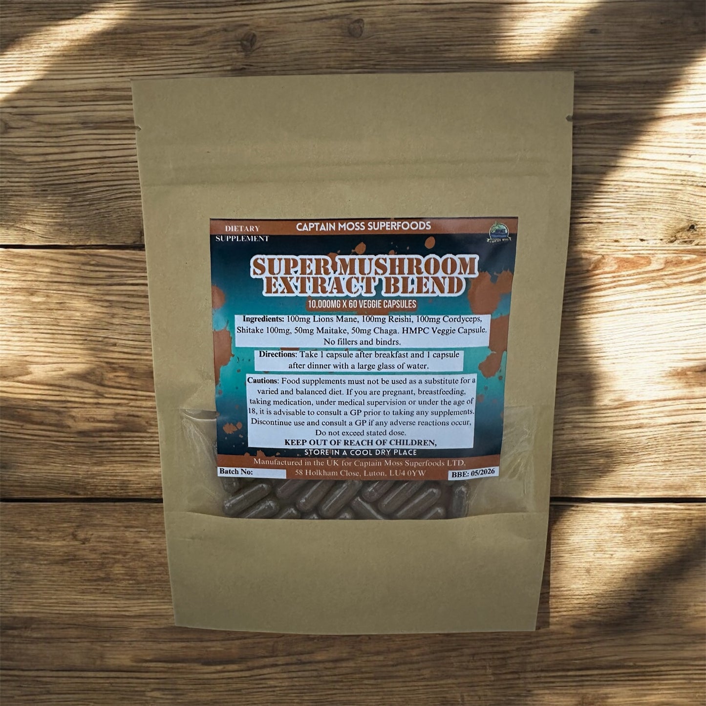 Super Mushroom Complex | 60 Caps | Pure & Premium Ingredients | Vegan | Filler & Binder Free