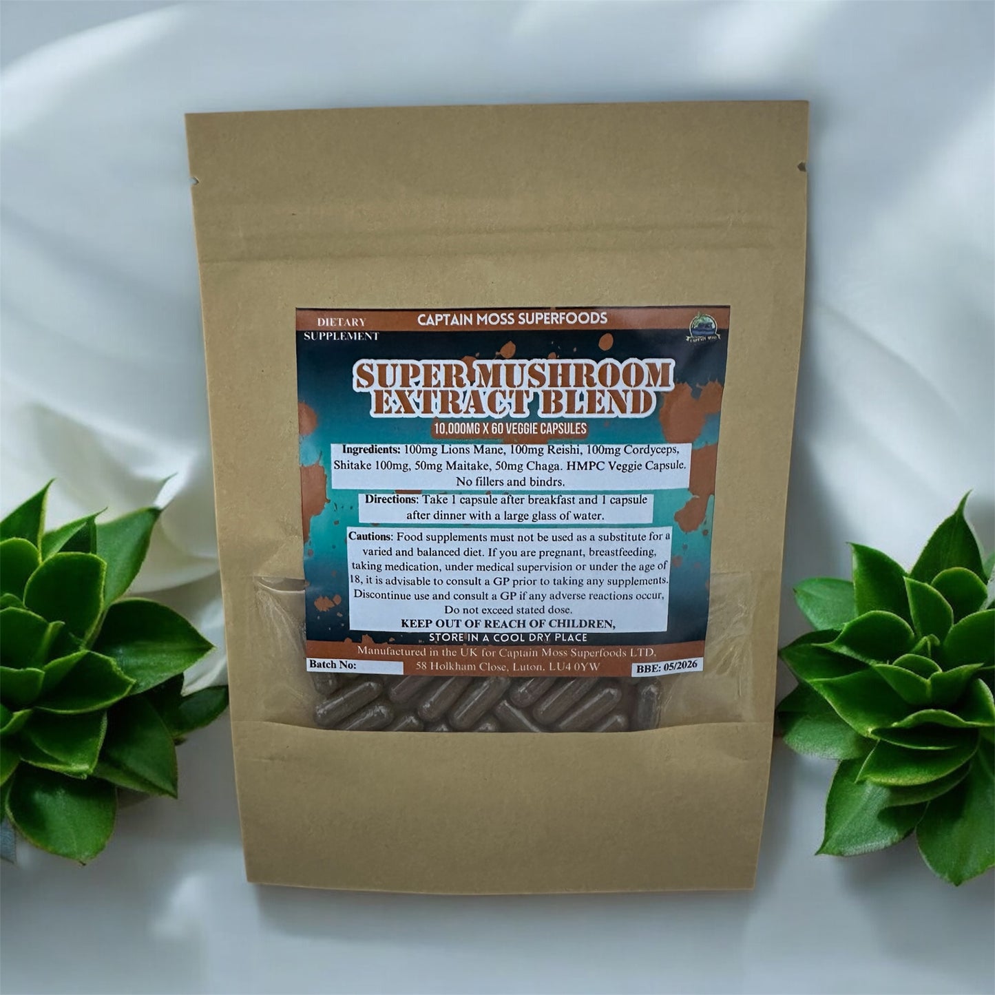 Super Mushroom Complex | 60 Caps | Pure & Premium Ingredients | Vegan | Filler & Binder Free