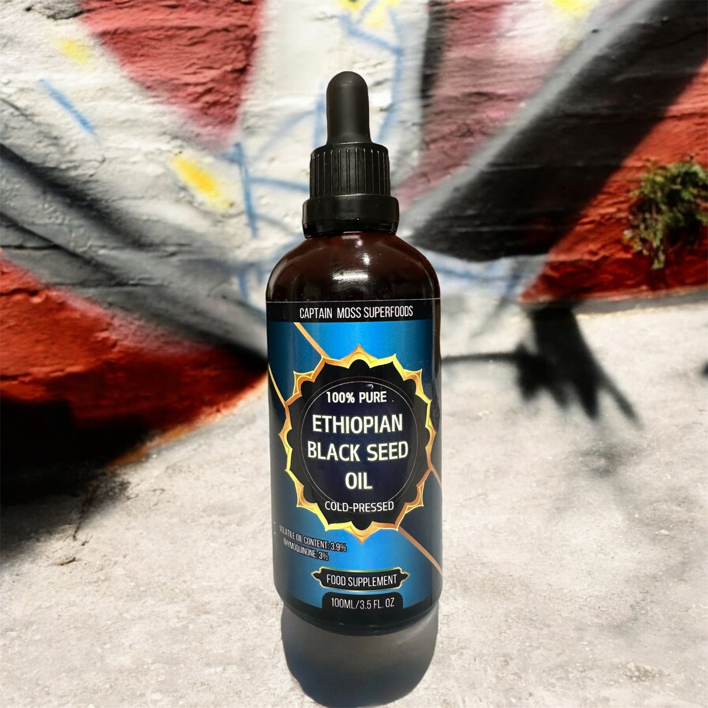 Premium Ethiopian Black Seed Oil, 100ml, 100% Cold-Pressed, High Thymoquinone Content, High Volatile Oil Content, Natural, Pure, Non-GMO