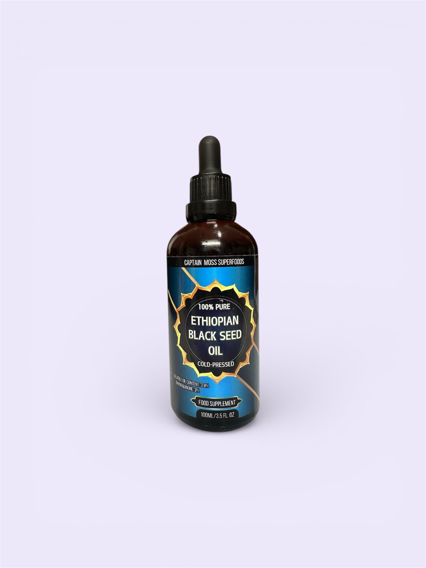 Premium Ethiopian Black Seed Oil, 100ml, 100% Cold-Pressed, High Thymoquinone Content, High Volatile Oil Content, Natural, Pure, Non-GMO