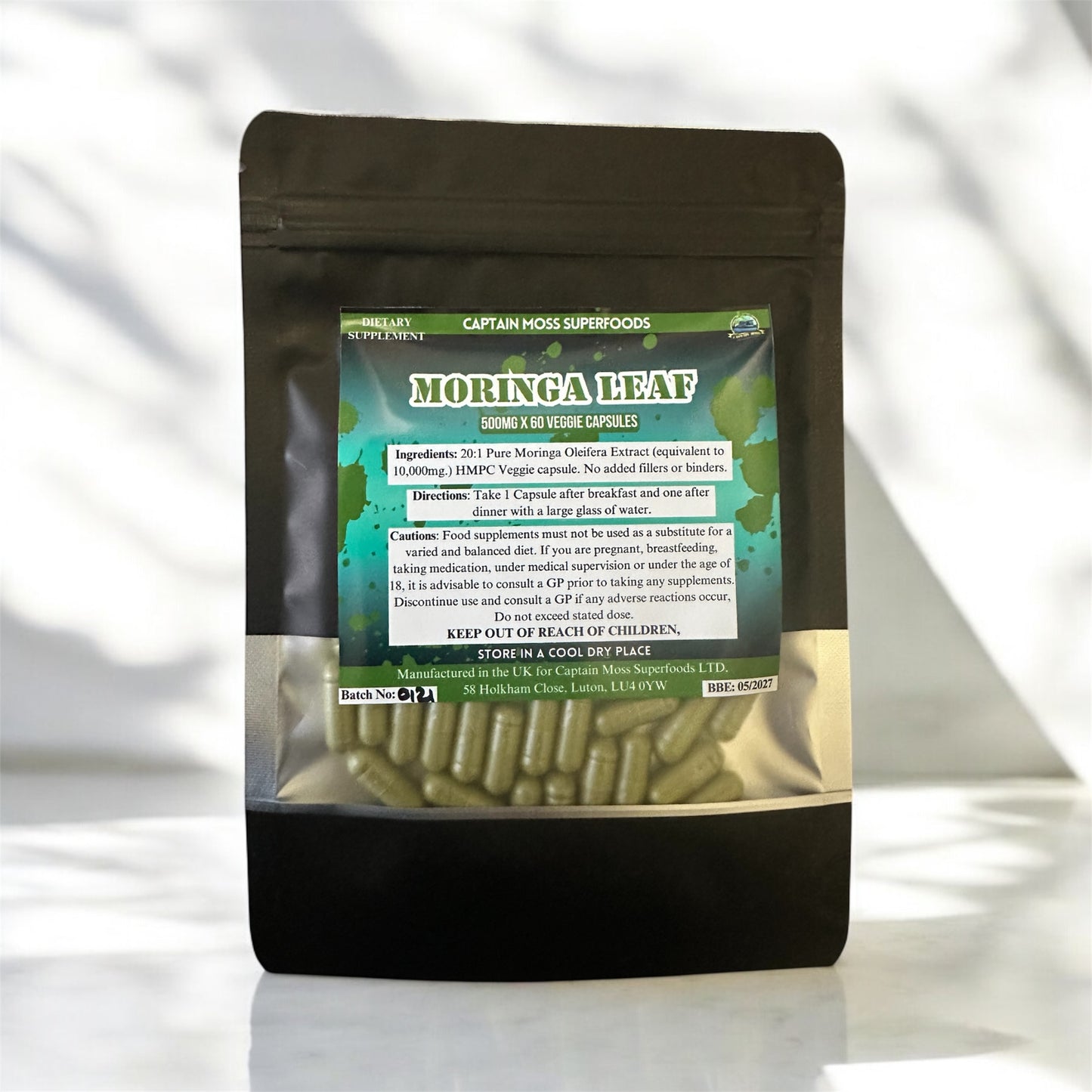 Pure Moringa Leaf Capsules | High Strength | 10,000MG | Clean | 60 Capsules