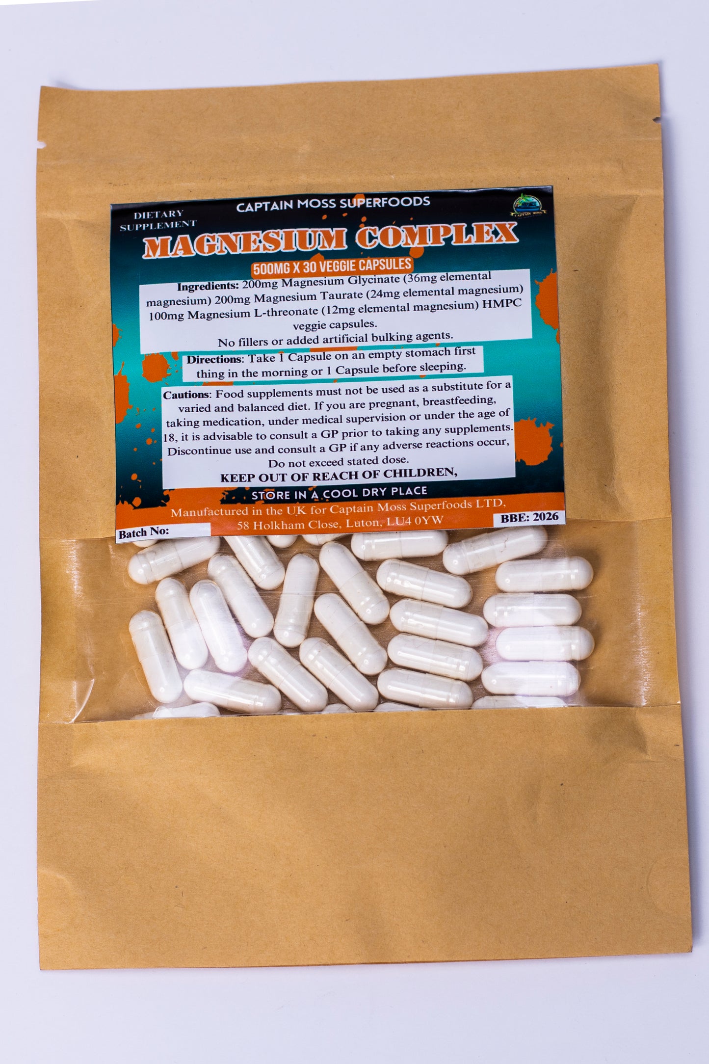 Triple Magnesium Complex | Clean | Vegan | 60 Caps | Pure | Mag G | Mag T | M-LT