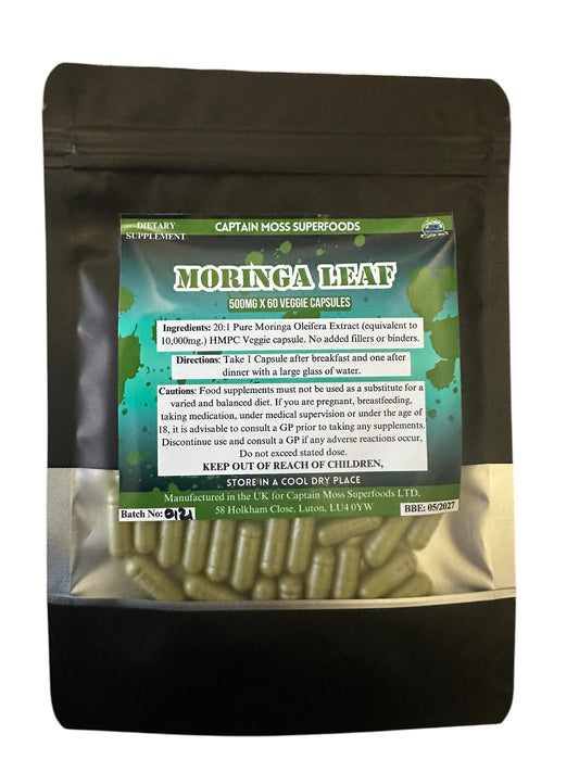 Pure Moringa Leaf Capsules | High Strength | 10,000MG | Clean | 60 Capsules