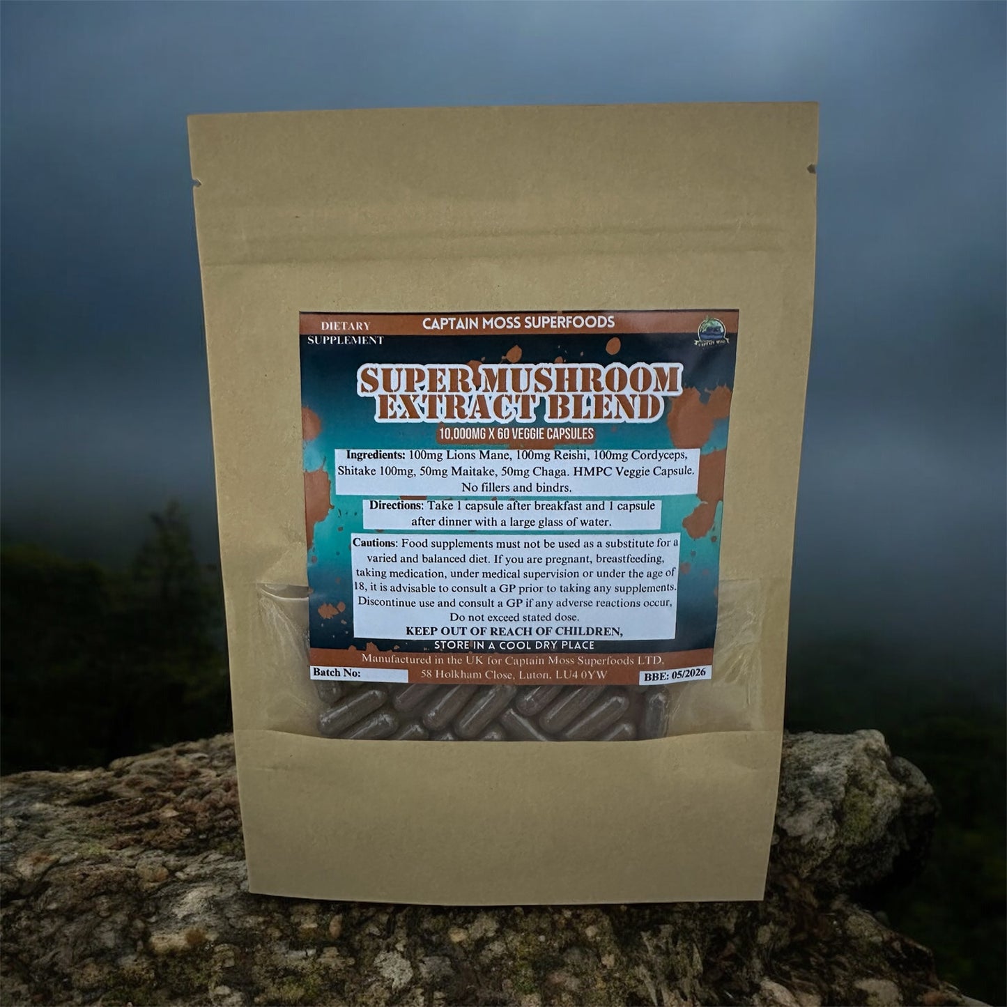 Super Mushroom Complex | 60 Caps | Pure & Premium Ingredients | Vegan | Filler & Binder Free