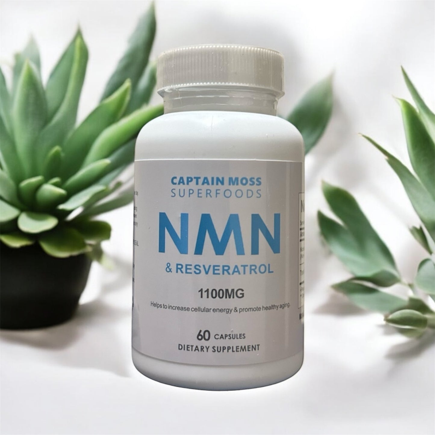 Premium Pure NMN & Resveratrol Capsules | 60 Capsules | 1100mg per serving | High Strength | Anti Aging | Better Sleep | Energy | Increase NAD+ Levels