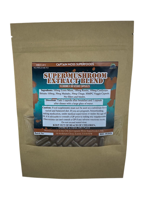 Super Mushroom Complex | 60 Caps | Pure & Premium Ingredients | Vegan | Filler & Binder Free