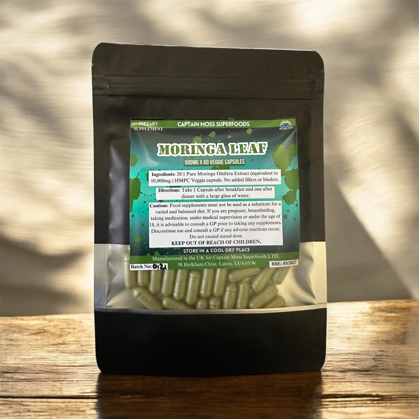 Pure Moringa Leaf Capsules | High Strength | 10,000MG | Clean | 60 Capsules