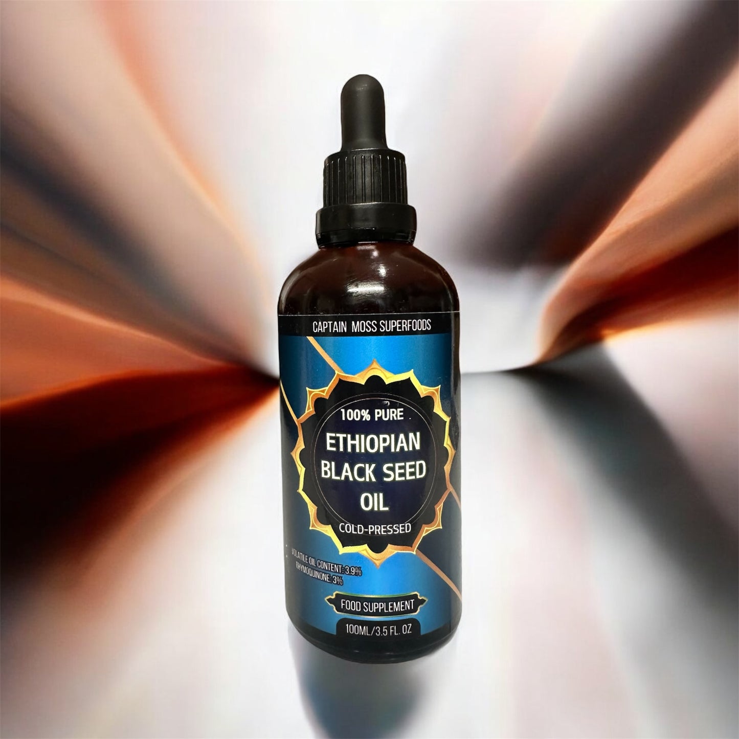 Premium Ethiopian Black Seed Oil, 100ml, 100% Cold-Pressed, High Thymoquinone Content, High Volatile Oil Content, Natural, Pure, Non-GMO