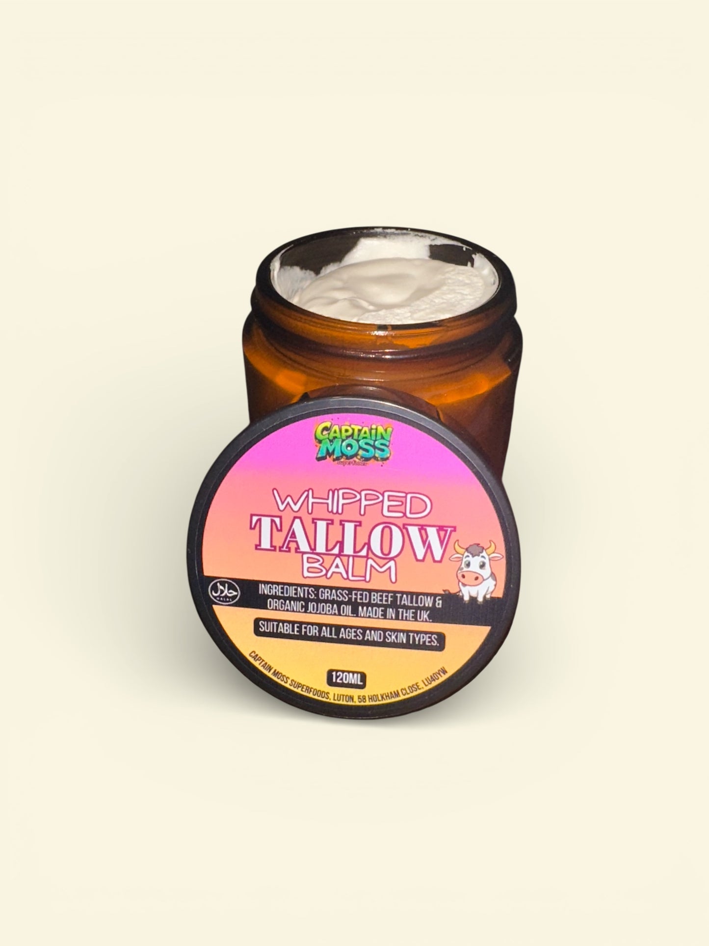 Premium Grass-fed Whipped Tallow Balm | Skincare | Natural | Made in the UK | Large 120ml jar