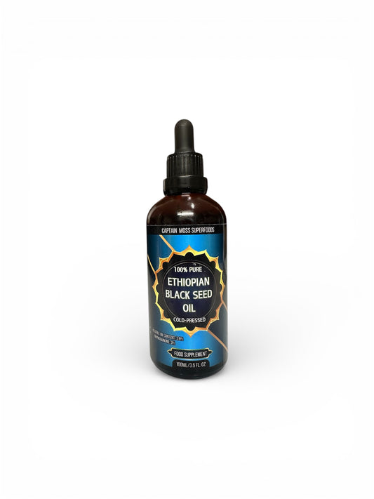 Premium Ethiopian Black Seed Oil, 100ml, 100% Cold-Pressed, High Thymoquinone Content, High Volatile Oil Content, Natural, Pure, Non-GMO