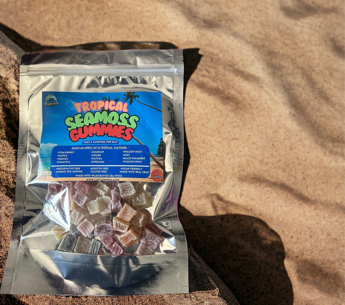 Tropical Sea Moss Gummies, 100% Natural & Vegan 60 gummies per bag