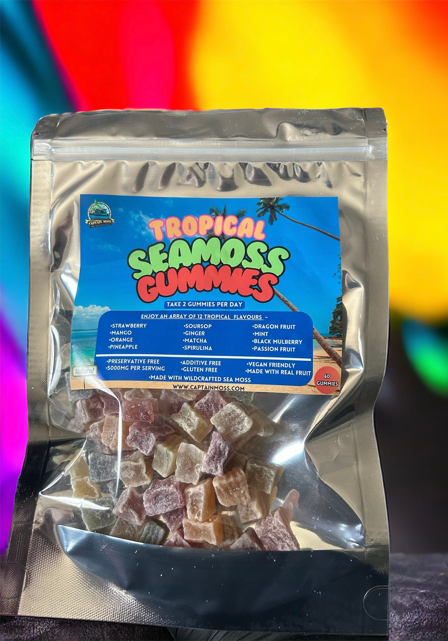 Tropical Sea Moss Gummies, 100% Natural & Vegan 60 gummies per bag