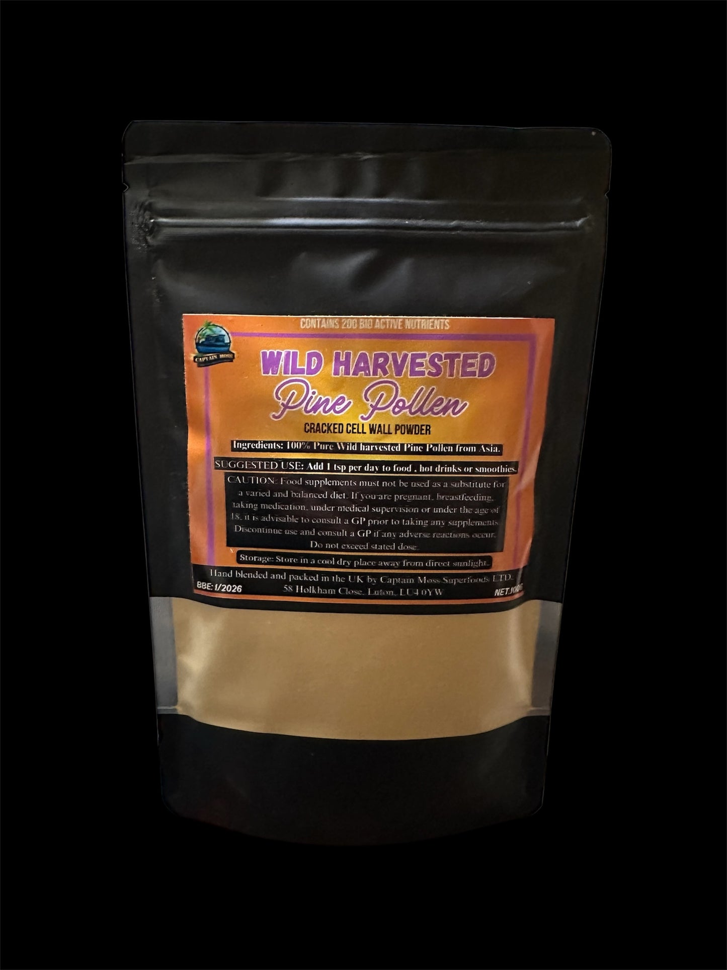 Wild Harvested Pine Pollen | Over 200 bio-active nutrients | Boost Natural T levels | 100g