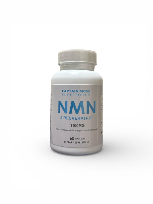 BOGOF - Pure NMN & Resveratrol Capsules | 60 Capsules | 1100mg per serving | Lab Tested | High Strength | Anti Aging | Better Sleep | Energy | Increase NAD+ Levels